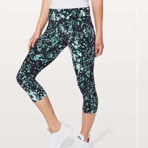 Lululemon Fast & Free Crop II Leggings Nulux 19" Pixel Haze Multi Black